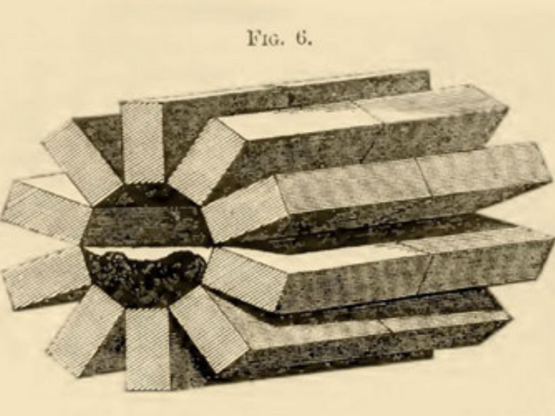Technische Zeichnung von einer Radial technischen Struktur mit zentraler Kreisfläche
